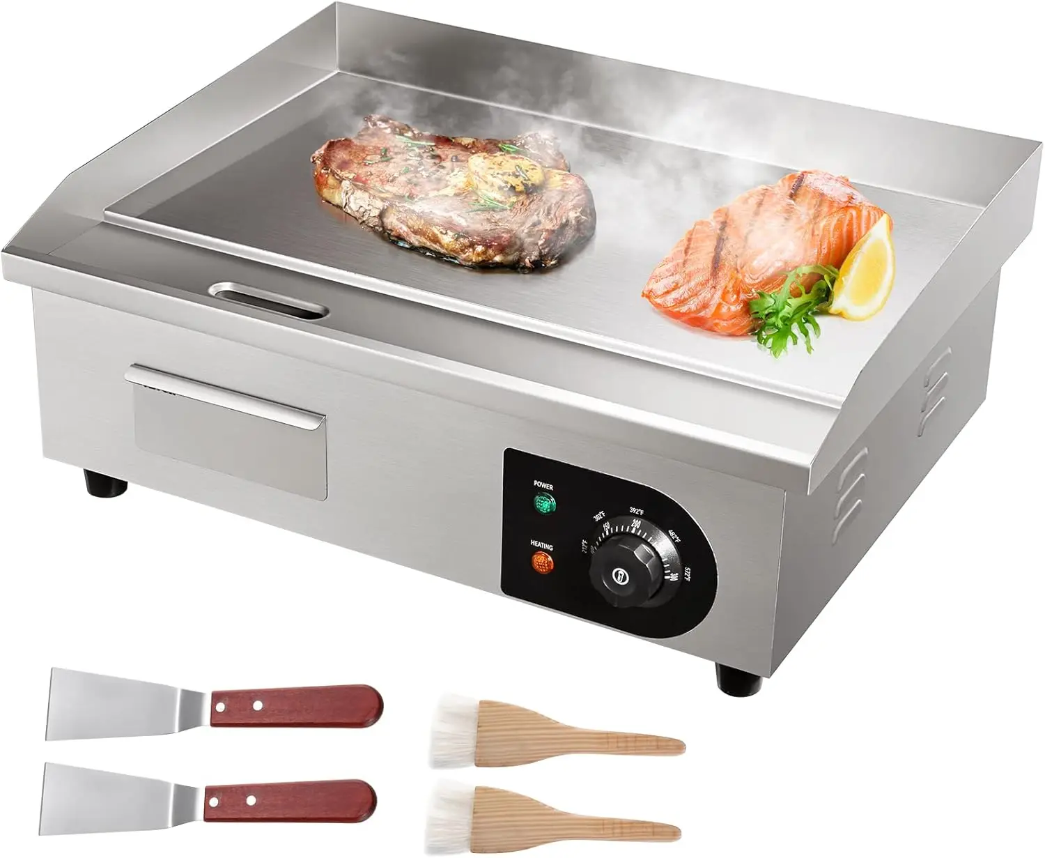 Electric Griddle Flat Top - 북유럽 상업용 22인치 전기 철판, 1600W