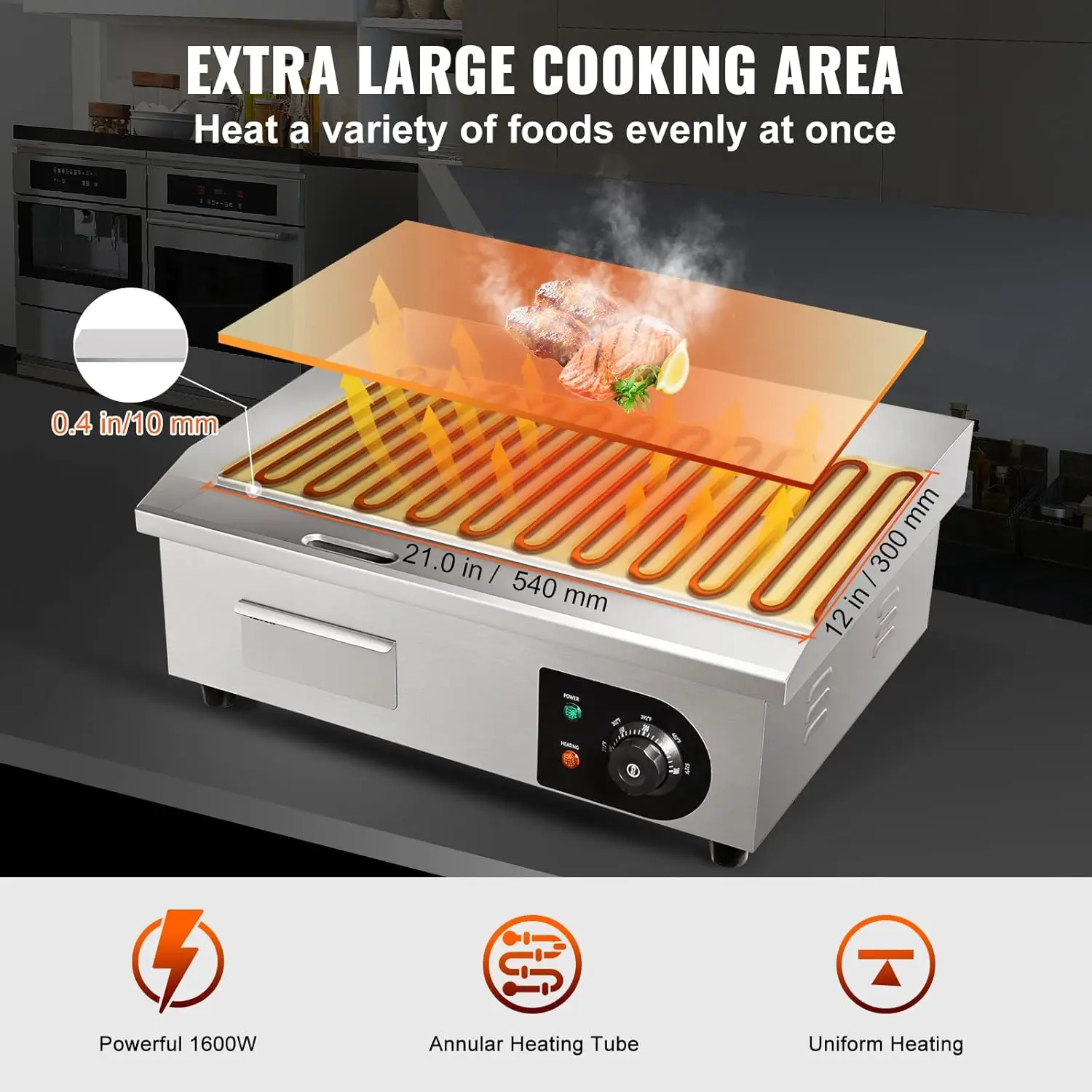 북유럽 상업용 22인치 전기 철판, 1600W 조리대  - Electric Griddle Flat Top 리뷰 및 가격