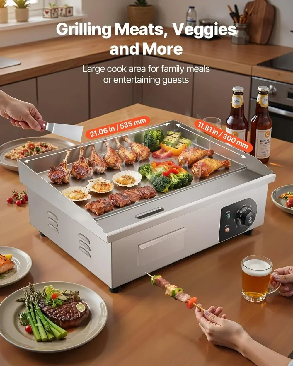 인기 판매 상품 상업용 전기 그리들 1750W, 21x - Electric Griddle Flat Top 리뷰 및 가격