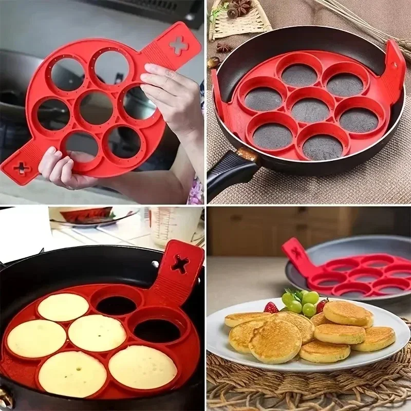 실리콘 7홀 원형 프라이팬 아침 팬케이크 금형 DIY  - Commercial Kitchen Pots And Pans 리뷰 및 가격